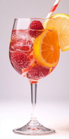 Refreshing Raspberry Lemonade Cocktail With Raspberries And Lemon On A White Background.の素材