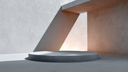 Minimal Concrete Architecture with Geometric Designs and Natural Light for Artistic Displaysの素材