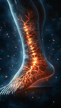 Exploring the Burning Sensation of Peripheral Neuropathy and Sciatica in Human Foot Pain Anatomyの素材