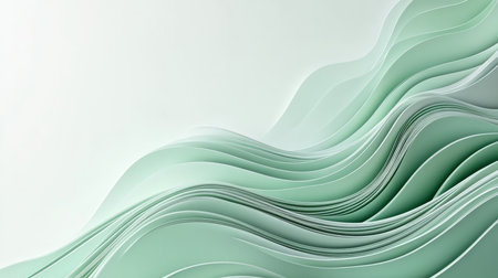 Abstract Green Paper Waves Textured Background in Soft Olive and Pale Sage Tones, Layered Designの素材