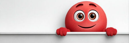 Joyful Red Character Embracing Happiness, Isolated on a Bright Background for Fun Creative Designsの素材