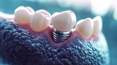 Dental Implant Procedure with Healthy Gums and Teeth Restoration in Human Anatomy and Dentistryの素材