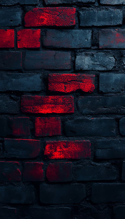 Grungy Urban Textures and Abstract Decorative Wallpaper Featuring Red Shadows With Blue Accentsの素材