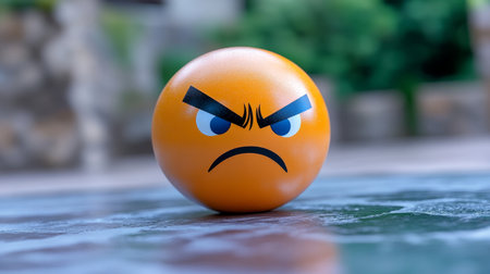Modern Digital Expression of Anger Management Concepts Through Isolated Emoticonic Ball Displayの素材