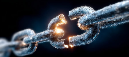 Broken Circuit Technology Represents Vulnerability and Threat in Global Digital System Failuresの素材