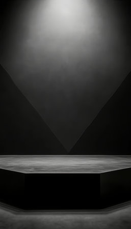 Dramatic Dark Scene with Studio Lighting for Impactful Product Promotions and Photographyの素材