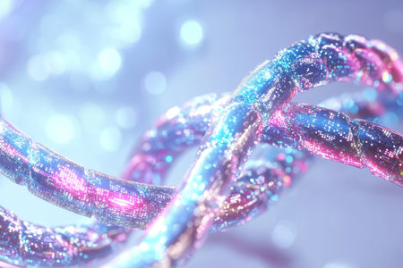 Futuristic Interconnected Network of Twisted Cables and Data Flowing Through a Complex Web Designの素材