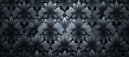 Chic Black and Gray Damask Wallpaper with Leaf Design, Retro Floral Patterns for Stylish Decorの素材