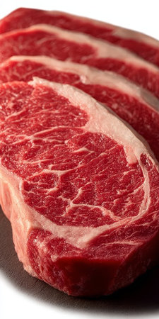 Fresh Premium Ribeye Steaks with Rich Flavor and Exquisite Marbling, Perfect for Culinary Excellenceの素材