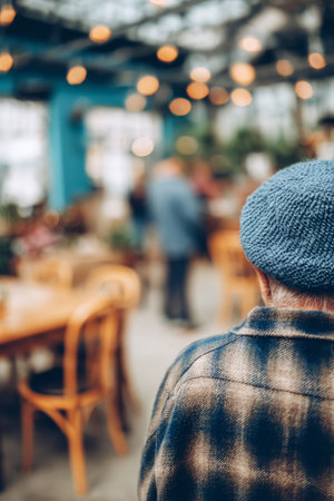 Focused Senior Individual in Modern Indoor Setting, Emphasizing Lifestyle and Professional Ambianceの素材