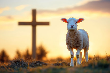 Serene Twilight Sky Symbolizes Spirituality, Faith, and Hope to God Amidst a Golden Sunset Backdropの素材