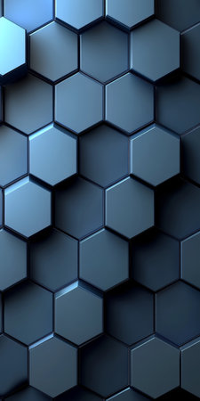 Abstract Dark Blue Monochrome Design Featuring Geometric Composition with Hexagon and Tiles Patternの素材