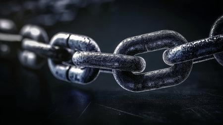 Macro Photography of a Strong Steel Chain Symbolizing Safety, Reliability, and Durability in Techの素材