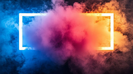 Stunning Vibrant Illuminated Gradient Rectangle with a Captivating Smoke Background Art Effectの素材