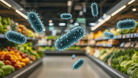 Bacteria Threatening Fresh Produce Food Contamination and Hygiene Risks in Supermarketsの素材