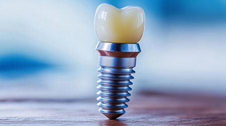 Detailed Studio Shot of a Modern Dental Implant Featuring Advanced Technology and Aesthetic Designの素材