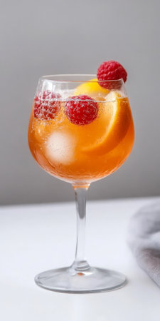 Refreshing Raspberry Lemonade Cocktail, Garnished with Fresh Raspberries, Lemon, and Ice Cubesの素材