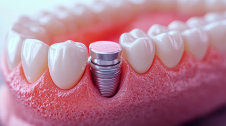 Detailed Stock Image of Complete Dental Implant Procedure in Human Oral Cavity for Tooth Replacementの素材