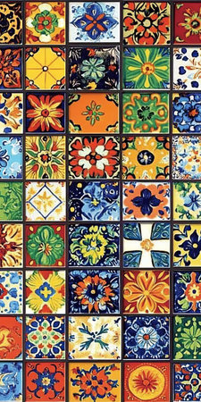 Exquisite Mexican Craftsmanship Hand-Painted Talavera Tile Design Showcasing Traditional Artistryの素材