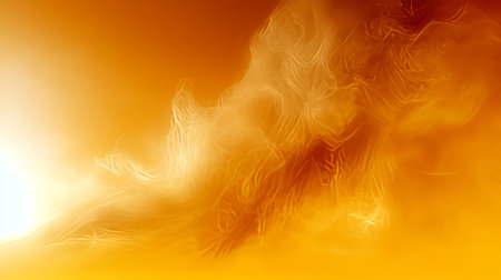 Magical Amber Texture with Gradient Patterns and Mysterious Smokiness on a Bright Yellow Background.の素材