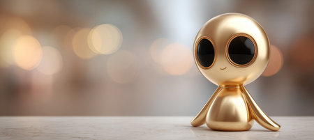 Charming Golden Emoji Charms with Big Eyes A Delightful 3D Rendering that Captivates Viewersの素材