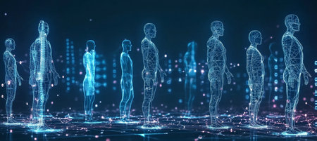 Digital Human Figures in Futuristic Interface, Personalized Medicine and Precise Diagnosticsの素材