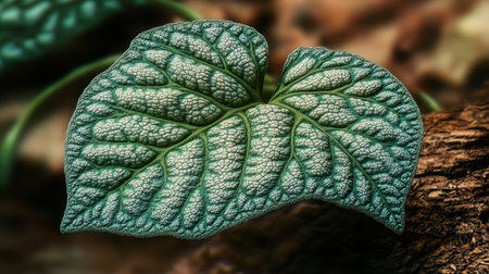 Stunning Close-Up of a Leaf Showcasing Intricate Textures and Vein Structures in Nature s Artistryの素材