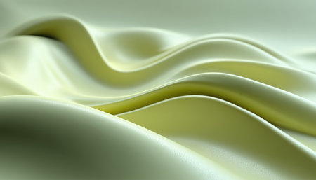 Abstract Background of Gentle Delicate Vivid Fluid Waves in Soft Olive Tones Forming Dynamic Shapesの素材