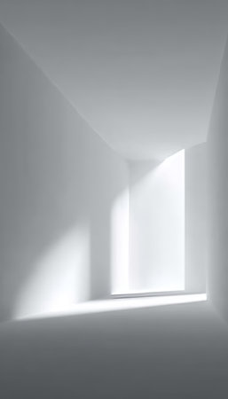 Bright, Clean White Room with Natural Sunlight, Perfect for Minimalist Interior Design Mockupsの素材