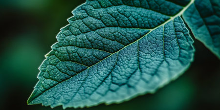 Close-up of a Beautiful Green Leaf with Intricate Veining, Showcasing Nature s Vibrant Vitalityの素材