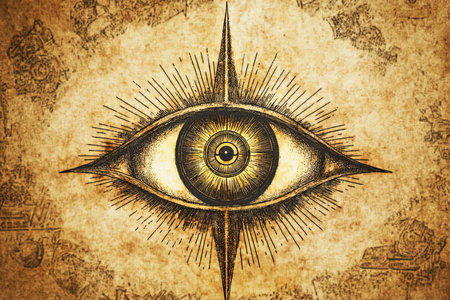 Intricate All-Seeing Eye Engraving Masonic Symbolism for Spiritual Rituals and Occult Insightsの素材