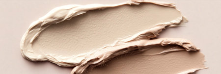 Elegant and Artistic Background Featuring Creamy Makeup Foundation Swatches for Beauty Productsの素材
