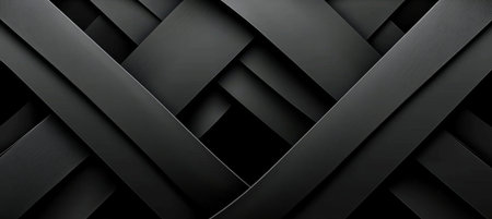 Stylish Black Background with Overlapping Colorful Bands for Modern Design and Creative Useの素材