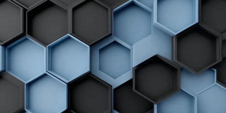 Abstract Hexagon Background Texture in Light and Dark Gray Shades for Modern Architectureの素材