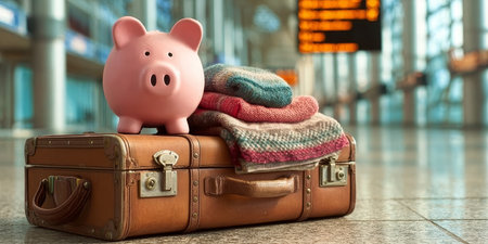 Exploring the World A Traveler s Piggy Bank Journey with Savings for Adventure and Sightseeingの素材