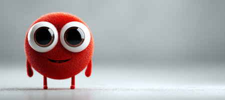 Cheerful 3D Sphere Character with Big Eyes on a Bright Background, Perfect for Web Design Projects.の素材