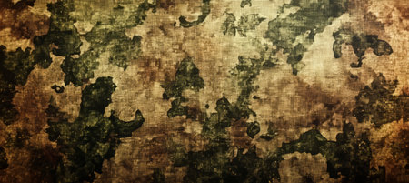 Weathered Camouflage Canvas Backdrop in Military Woodland Green for Photography and Design Projectsの素材