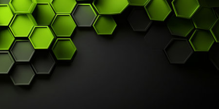 Abstract Background Featuring Tiled Field of 3D Lime Green and Grey Black Geometric Layers Designの素材