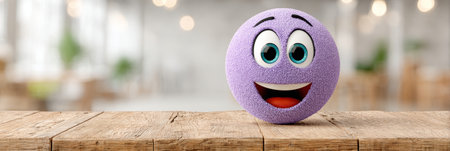 Digital Lavender Emoji Smiling on Desk, Adding Fun Elements to Background Illustration Designsの素材