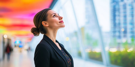 Ambitious professional woman exploring career prospects and leadership opportunities in the cityの素材