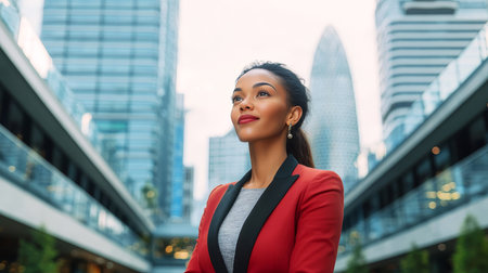 Confident African Ethnicity Business Leader in Urban Environment, Visionary for a Bright Futureの素材