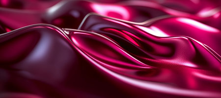 Elegant Abstract Waves with Deep Tones and Vivid Liquid Surface Creating a Luxurious Red Designの素材