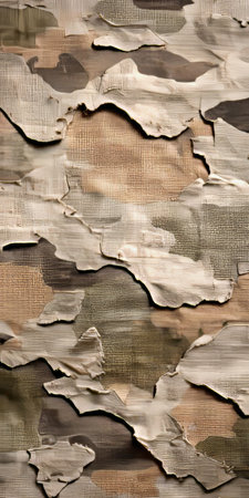 Textured army patterned fabric with muted earthy camouflage design for rugged military style surfaceの素材
