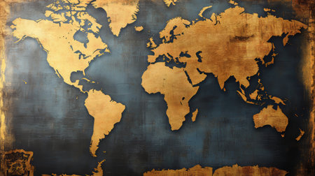 Vintage World Map Wallpaper Design Texture Featuring Ancient Cartography and Retro Globe Elementsの素材