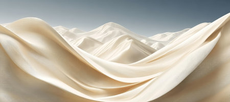 Serene Desert Sand Dunes at Sunset with Vibrant Colors and Gentle Waves Creating a Tranquil Sceneの素材