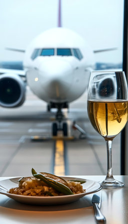 Gastronomic Symphony of Flavors with Airport View, Celebrating Travel and Cultural Experiencesの素材