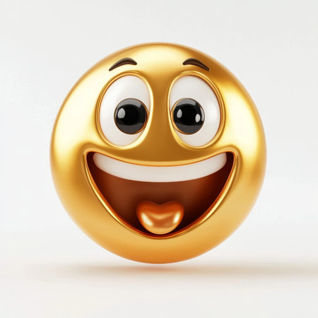 Goofy Three Dimensional Smiley Face Icon for Modern Tech and Social Media Expression Needsの素材