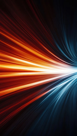 Futuristic Background with Dynamic Data Flow and Speeding Light Streaks for High Tech Innovationsの素材