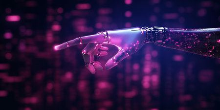 Futuristic Mechanical Hand Interface with Advanced Technology A Humanoid Robotic Arm Concept Imageの素材