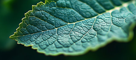 Intricate Veins on a Vibrant Green Leaf, A Close-Up Study of Nature s Delicate Textures and Designの素材